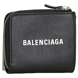 Balenciaga-Balenciaga Leather Zip Card Case Leather Coin Case 505046 in good condition-Other