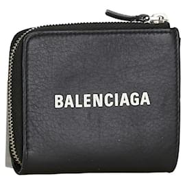 Balenciaga-Balenciaga Everyday Leather Card Case 505046 in Very Good Condition-Black