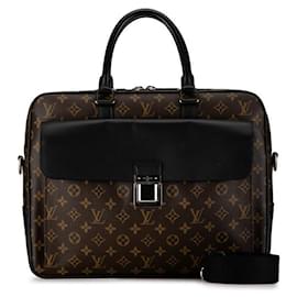 Louis Vuitton-Louis Vuitton Monogram Macassar Soft Briefcase Canvas Business Bag M56719 in good condition-Other