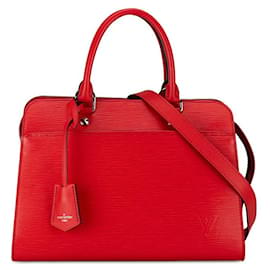 Louis Vuitton-Bolso de mano de cuero Louis Vuitton Epi Vaneau MM M51246 en muy buen estado-Roja