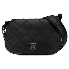 Chanel-Chanel Leather Coco Mark Chain Shoulder Bag in Very Good Condition-Black