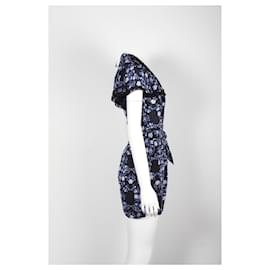 Sandro-Blue Floral Romper with Lace Trim-Blue