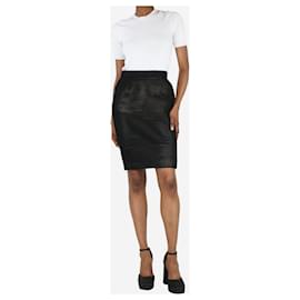 Chanel-Black textured mesh & tweed pencil skirt  - size UK 8-Black