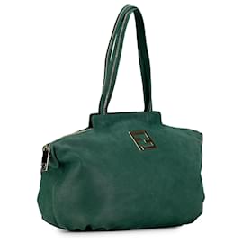 Fendi-Fendi cabas à chaînes en nubuck vert moyen-Vert