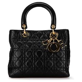 Dior-Dior Black Medium Lambskin Cannage Lady Dior-Black