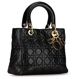 Dior-Dior Black Medium Lambskin Cannage Lady Dior-Black