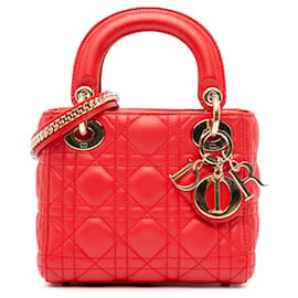 Dior-Dior Red Mini Lambskin Cannage Lady Dior-Red