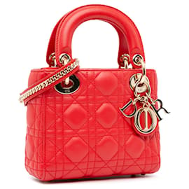 Dior-Dior Red Mini Lambskin Cannage Lady Dior-Red