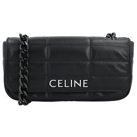 Céline Bolsa de ombro Celine Matelasse com corrente acolchoada preta Preto