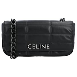 Céline-Celine Matelasse Chain Shoulder Bag Quilted Black-Black