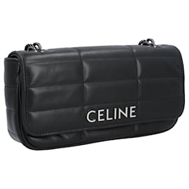 Céline-Celine Matelasse Chain Shoulder Bag Quilted Black-Black