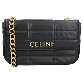 Céline-Celine Chain Shoulder Bag Matelasse Monochrome Celine In Quilted Calfskin Black-Black