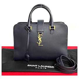 Yves Saint Laurent-Yves Saint Laurent Leather Monogram Baby Cabas Leather Handbag in Great Condition-Other