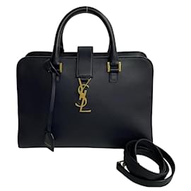 Yves Saint Laurent-Yves Saint Laurent Leather Monogram Baby Cabas Leather Handbag in Excellent condition-Other