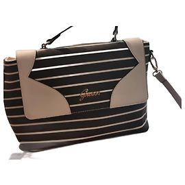 Guess Handbag Black and White Leather Black White