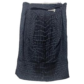 Gonna Yves Saint Laurent in cotone blu navy Blu navy