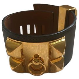 Pulseira Hermès Collier de chien Cinza Couro Cinza