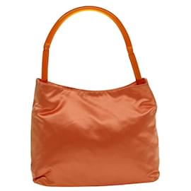 Prada-PRADA Shoulder Bag Satin Orange Auth 75449-Orange