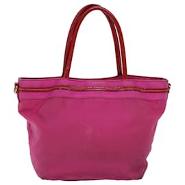 Prada-PRADA Hand Bag Nylon Pink Red Auth 75823-Pink,Red