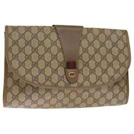 Gucci-GUCCI GG Supreme Web Sherry Line Clutch Bag Beige Red Green 89 01 031 auth 74490-Red,Beige,Green