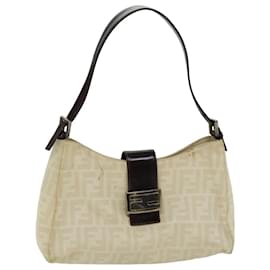 Fendi-FENDI Zucca Canvas Mamma Baguette Sac à bandoulière Beige Auth 76561-Beige