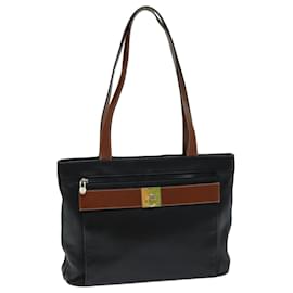 Céline-CELINE Tote Bag Leather Black Auth 76016-Black