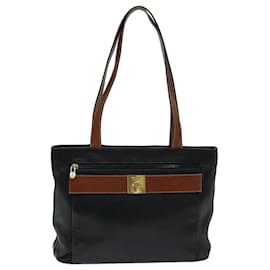 Céline-CELINE Tote Bag Leather Black Auth 76016-Black