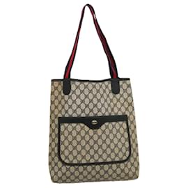 Gucci-GUCCI GG Supreme Sherry Line Tote Bag PVC Navy Red 39 02 003 auth 75833-Red,Navy blue