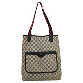 Gucci-GUCCI GG Supreme Sherry Line Tote Bag PVC Navy Red 39 02 003 auth 75833-Red,Navy blue