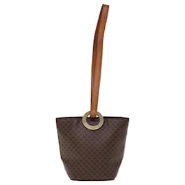 Céline-CELINE Macadam Canvas Shoulder Bag PVC Brown Auth 74685-Brown