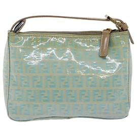 Fendi-FENDI Zucchino Canvas Hand Bag Enamel Turquoise Blue Auth 76474-Other