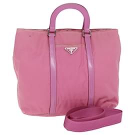 Prada-Prada Hand Bag Nylon 2way Pink Auth 76801-Pink