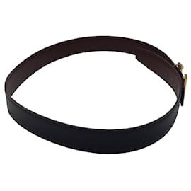 Hermès-Hermes Black / Gold H Buckle Leather Belt-Black