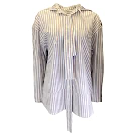 Autre Marque-Meryll Rogge White / Blue / Red Striped Hooded Cotton Blouse-Multiple colors