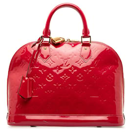 Louis Vuitton-Red Louis Vuitton Monogram Vernis Alma PM Handbag-Red