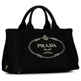 Prada-Black Prada Canapa Logo Tote-Black