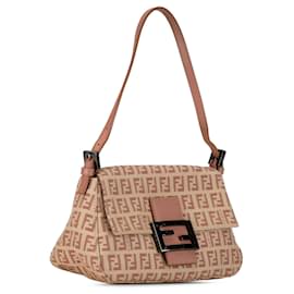 Fendi-Sac à bandoulière Mamma Forever en toile beige Fendi Mini Zucchino-Beige