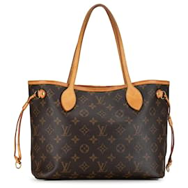 Louis Vuitton-Brown Louis Vuitton Monogram Neverfull PM Tote Bag-Brown