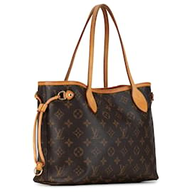 Louis Vuitton-Brown Louis Vuitton Monogram Neverfull PM Tote Bag-Brown