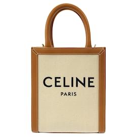 Céline-Cartable cabas vertical en toile mini Celine beige-Beige
