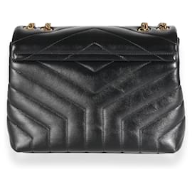 Saint Laurent-Saint Laurent Black Quilted Calfskin Monogram Small Loulou Chain Bag-Black