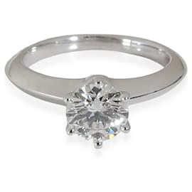 Tiffany & Co-TIFFANY & CO. Solitaire Diamond Engagement Ring in Platinum F VS1 0.9 ctw-Silvery,Metallic