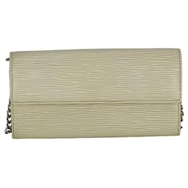 Louis Vuitton-LOUIS VUITTON Pochette portefeuille longue en cuir épi blanc-Blanc