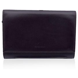 Giorgio Armani Monedero tipo cartera con solapa de cuero marrón oscuro Castaño
