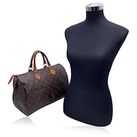 Louis Vuitton-Canvas Monogram Speedy 35 Top Handle Bag M41524-Brown