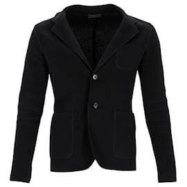 Prada-Cardigan tricoté à col Prada en laine noire-Noir