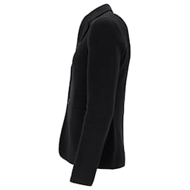 Prada-Cardigan tricoté à col Prada en laine noire-Noir