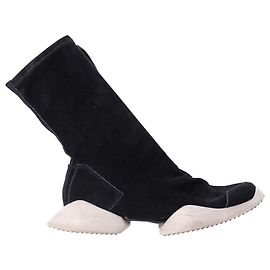 Rick Owens x Adidas Sock Runner Sneakers in Black Suede Black