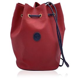Trussardi Bolsa de ombro vintage em lona vermelha e azul Vermelho