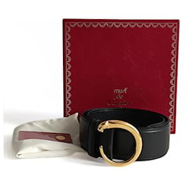 Cartier-Must de Cartier Panthère women's belt in black leather-Black